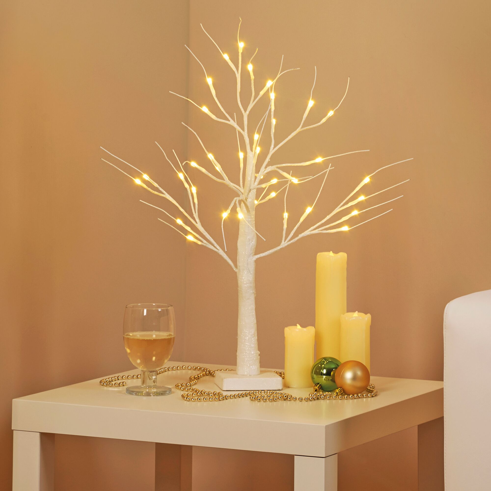 Pre Lit Led Decorative Silver Birch Tree Standing With Warm White